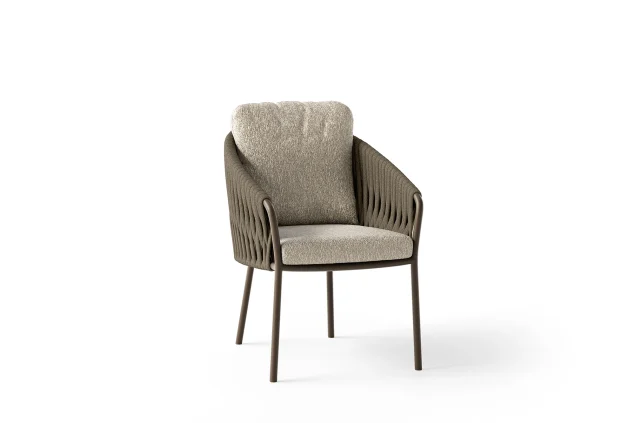 Suns Nappa Gartenstuhl Bronze - Clouded rope - Pebble dessert bouclé