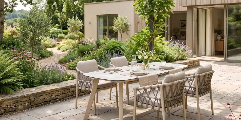 Taste by 4 Seasons Piacenza Gartenmöbel-Set mit Manolo-Tisch mit bedruckter Keramikplatte (180 cm)
