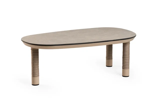 Tierra Outdoor Camel Couchtisch Champagner mit Trespa-Tischplatte 110 x 65 cm