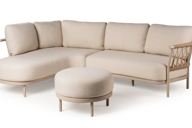 Tierra Outdoor Fresca Chaiselongue-Sofa Champagner rechts