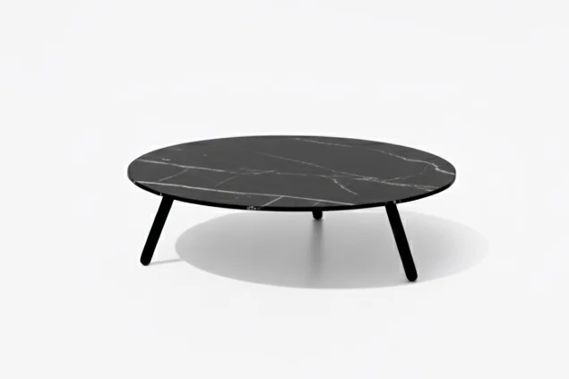 Flow Vaya Loungetisch schwarz mit schwarzer Keramikplatte Ø 80 cm