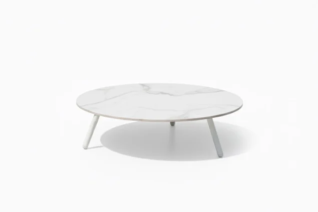 Flow Vaya Loungetisch weiß mit weißer Keramikplatte Ø 80 cm
