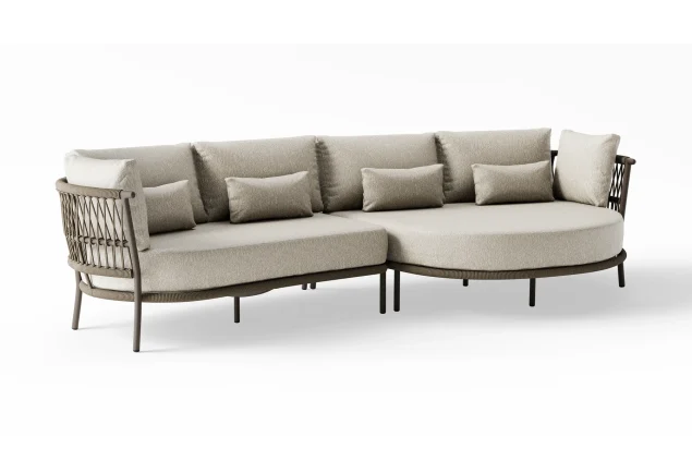 Suns Bardi Chaiselongue-Sofa Bronze – Clouded Rope – Pebble Desert Bouclé