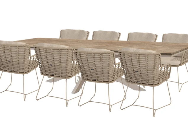 4 Seasons Outdoor Fabrice Gartenmöbel-Set Latte mit Minerva-Tisch mit Robusto Teakholzplatte 280 cm * Sale *