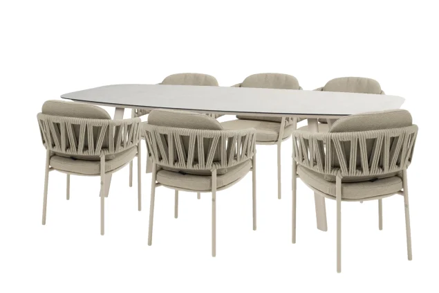 Taste by 4 Seasons Calma Gartenmöbel-Set Latte mit Manolo Tisch 240 cm