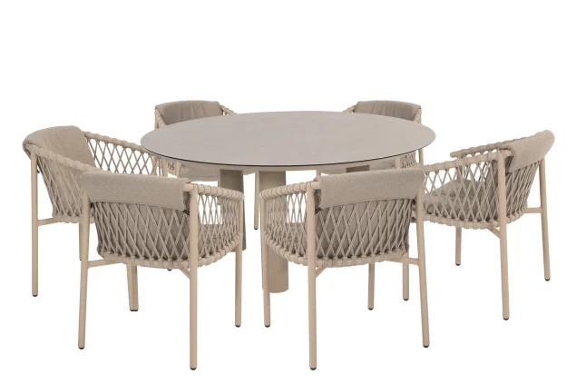 4 Seasons Outdoor Allora Gartenmöbel-Set Latte mit Donato Tisch - Platte Ø 160 cm