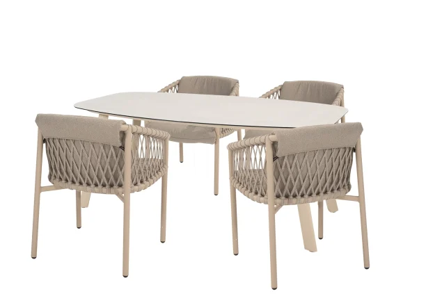 4 Seasons Outdoor Allora Gartenmöbel-Set Latte mit Manolo Tisch - Platte 180 cm