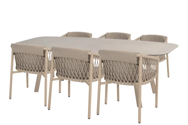 4 Seasons Outdoor Allora Gartenmöbel-Set Latte mit Manolo Tisch - Platte 240 cm