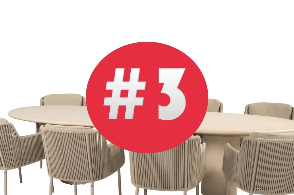 #3 Bernini-Gartenset „Latte“ von 4 Seasons Outdoor mit Hampton Mortex-Tisch mit ovaler Platte (300 cm)