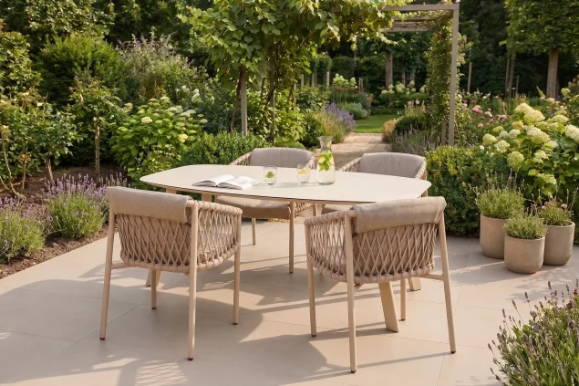 4 Seasons Outdoor Allora Gartenmöbel-Set Latte mit Manolo Tisch - Platte 180 cm * SALE *