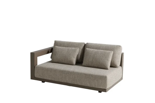 4 Seasons Outdoor Metropolitan – modulare 2,5-Sitzer-Lounge-Bank Mocca mit offener Armlehne rechts